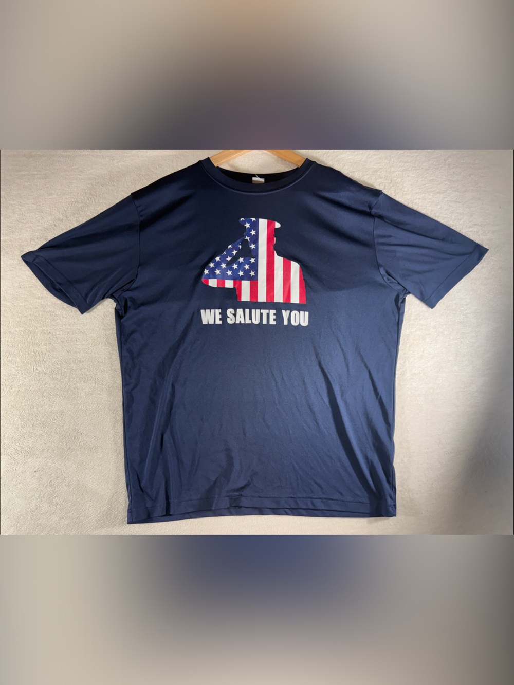 Sport-Tek Navy Blue Men’s Tee with American Flag Salute Graphic